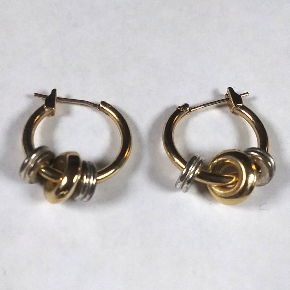 Gold Tone Hoops With Little Loops Pierced Earrings